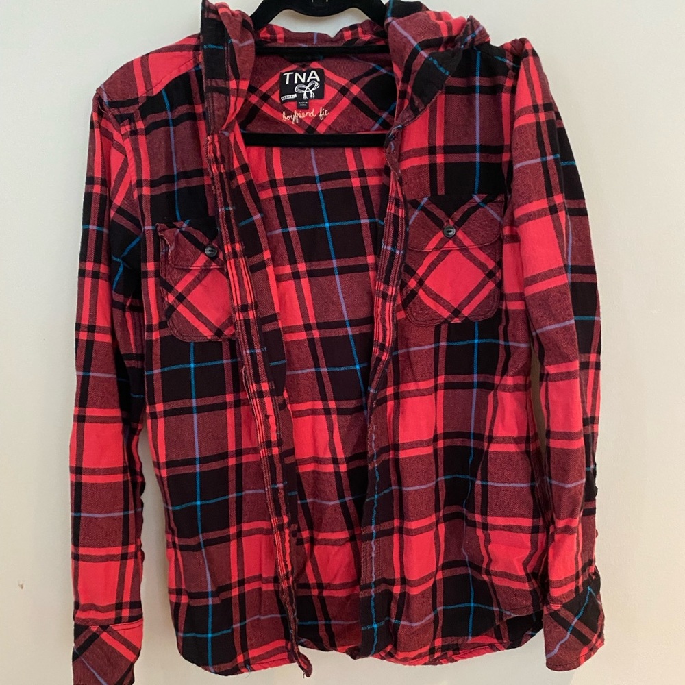 Aritzia Red Flannel Hoodie